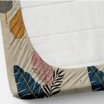 Cotton Double Bed Bedsheet Set | Cream Leaf Print with 2 Pillow Covers