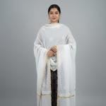 Pure Chanderi Chikan Dupatta ( Dyeable)