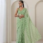 Lucknow Chikankari Georgette Tepchi Saree