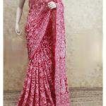 Pure Hand-Embroidered Lucknowi  Saree