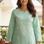 Voil cotton Chikankari Kurta Fabric Set
