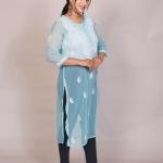 Gala Booty Chikankari Georgette Kurti