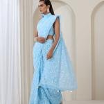 Lucknow Chikankari Georgette Tepchi Saree