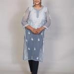 Gala Booty Chikankari Georgette Kurti