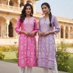 Pure Chanderi Chikankari Kurti With Mukesh Add-On