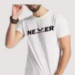 Men'S Printed Polyester Tshirt Never Give Up White