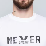 Men'S Printed Polyester Tshirt Never Give Up White