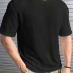 CHUGHZ Latest Men's Printed Typography Round Neck Cotton Black T-shirt