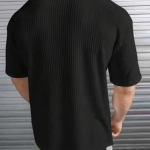 Chughz Latest Men'S Printed Typography Round Neck Cotton Blend Black T-Shirt