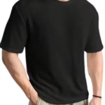 Chughz Latest Men'S Printed Typography Round Neck Cotton Blend Black T-Shirt