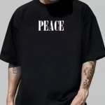 CHUGHZ Men’s Black Cotton Peace Dove Printed T-Shirt | Front & Back Kabutar Graphic Print | Half Sleeve Round Neck Regular Fit Casual Tee | Cotton Gym Wear T-Shirt for Men