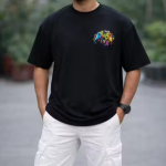 Chughz Men's Black Cotton Printed T-shirts