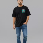 Chughz Men's Black Cotton Printed T-shirts