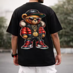 Chughz Men's Black Cotton Printed T-shirts