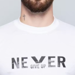 CHUGHZ Men's Round Neck Printed Never Give UpT-shirt