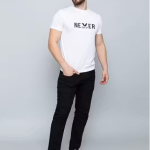 CHUGHZ Men's Round Neck Printed Never Give UpT-shirt