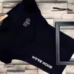 Men'S Round Neck Half Sleeves Black Polyester Tshirt