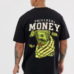 CHUGHZ Men’s Black Cotton Peace Dove Printed T-Shirt | Front & Back Kabutar Graphic Print | Half Sleeve Round Neck Regular Fit Casual Tee | Cotton Gym Wear T-Shirt for Men