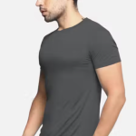 Si-Squad Solid Polyester Fit Half Sleeves T-Shirt for Men Dark Grey