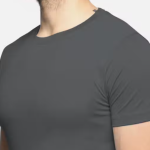 Si-Squad Solid Polyester Fit Half Sleeves T-Shirt for Men Dark Grey