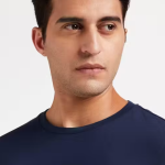 Si-Squad Solid Polyester Fit Half Sleeves T-Shirt for Men Navy BLue
