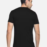 Si-Squad Solid Polyester Fit Half Sleeves T-Shirt for Men Black