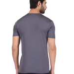 Si-Squad Solid Polyester Fit Half Sleeves T-Shirt for Men Light Grey