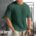 Chughz Stylish Popcorn Mens T-Shirt | Latest Casual Wear Waffle tshirt for mens | Popcorn Half sleeve tshirt combo for mens | Dark Grey and Forest Green combo popcorn Men's t-shirt