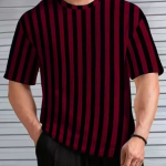 Chugh'z Men's Self Designed Striped Oversize T-shirts