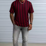Chugh'z Men's Self Designed Striped Oversize T-shirts