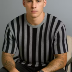 Chugh'z Men's Self Designed Striped Oversize T-shirts