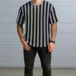Chugh'z Men's Self Designed Striped Oversize T-shirts