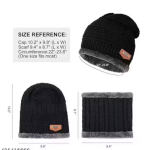 Chughz Beanie Hat Scarf Set Winter Warm Knit Hat Thick Skull Cap for Men and Women (01 Black, Beanie Hat)