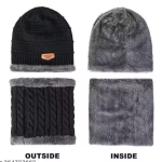 CHUGHZ Knitted Winter Cap & Neck Scarf with Fleece,Unisex Beanie Cap with Neck Warmer for Men & Women,Thermal Cap,Thick Fluffy Woollen Cap 2 Piece Combo