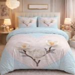 Light Blue Floral Bedding Set 90*100inch