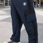 Men’s Navy Blue BMW Inspired Cargo Track Pants