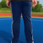ADAAISTIC Sports Navy Blue Dual-Stripe Sports Track Pants