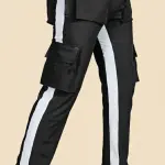 Black Lycra Blend Polyester Elastic Self Design Track Pant For Men