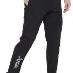Black Lycra Blend Elastic Solid Track Pant For Men