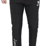 Black Lycra Blend Elastic Solid Track Pant For Men