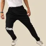 Black Lycra Blend Elastic Solid Track Pant For Men