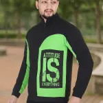 Light Green Lycra Blend Polyester Zipper Solid Full Sleeve Sports Jacket For Men