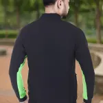 Light Green Lycra Blend Polyester Zipper Solid Full Sleeve Sports Jacket For Men