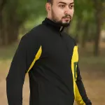 Light Green Lycra Blend Polyester Zipper Solid Full Sleeve Sports Jacket For Men