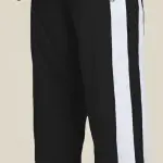 Black Polyester Elastic Striped Track Pant For Men