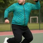 Blue Lycra Blend Polyester Sports Regular Full Sleeve Sports Jacket For Men