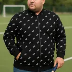 Black Lycra Blend Polyester Sports Regular Full Sleeve Sports Jacket For Men