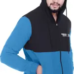 Blue Lycra Blend Polyester Zipper Solid Full Sleeve Sports Jacket For Men