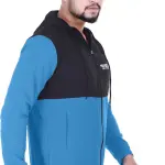 Blue Lycra Blend Polyester Zipper Solid Full Sleeve Sports Jacket For Men