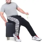 Black Lycra Blend Solid Track Pant For Men